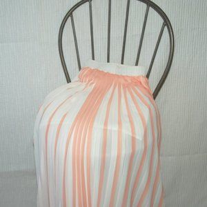 Club Monaco Pleated Peach and White Maxi Skirt